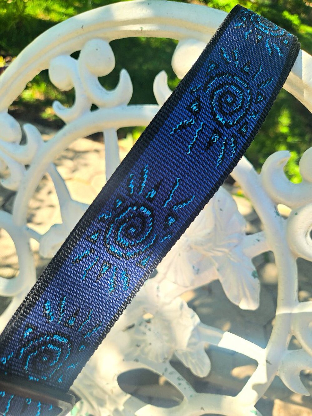 D'Addario Planet Waves Auto Lock Vintage Guitar Strap Suns Blue Woven 2" Strap - Picture 6 of 13